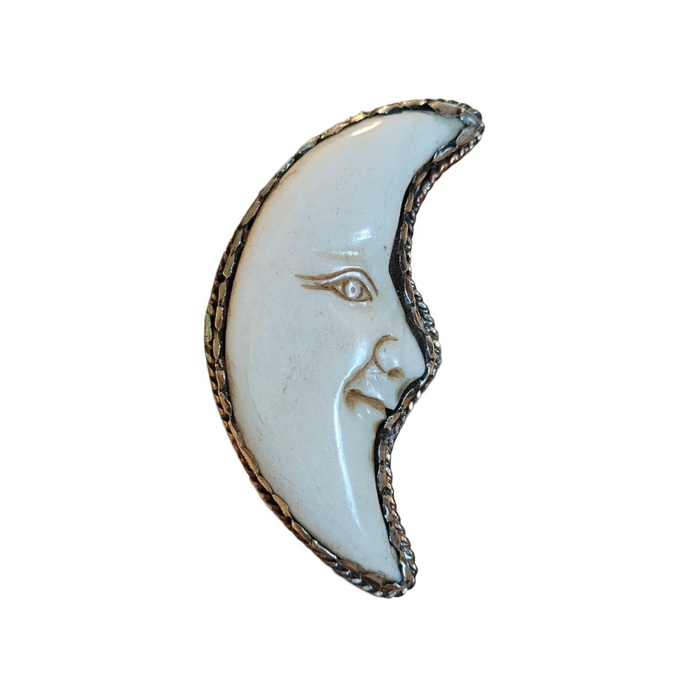 NWT - Tibetan Hand Carved Crescent Moon Ring - Adjustable